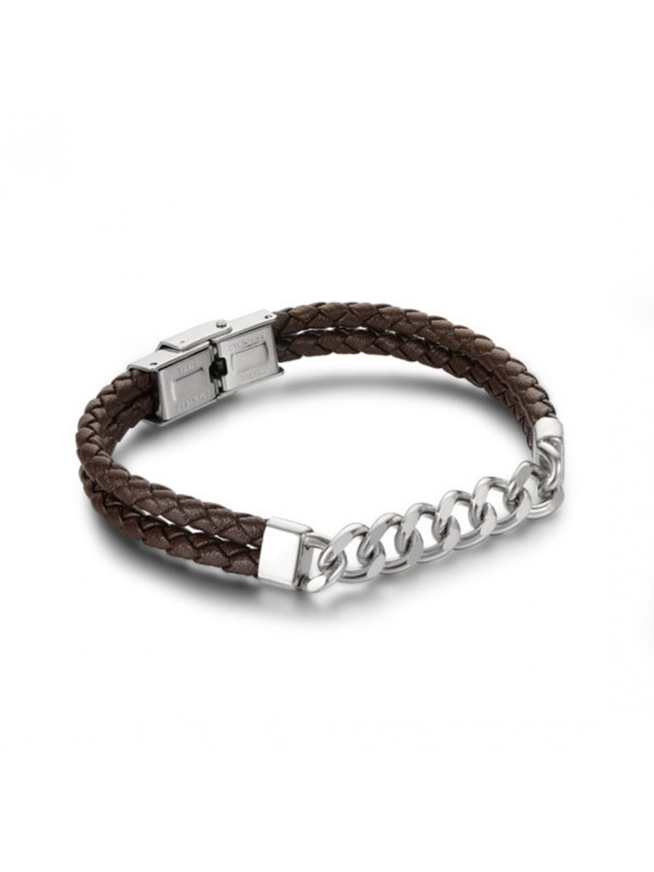 Casisto.J Bracciale Uomo In Vera Pelle Intrecciata E Acciaio Inossidabile - Chiusura Magnetica Regolabile, Colore Marrone, Regalo Con Scatola - 2