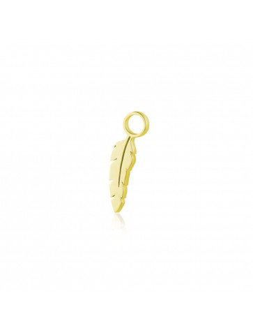 Charm piuma oro  in acciaio...
